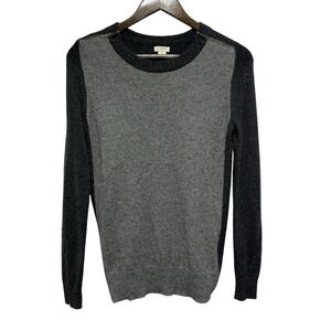J Crew Sweater Womens XS Gray Merino Wool Colorblock Zipper Detail Long Sleeve